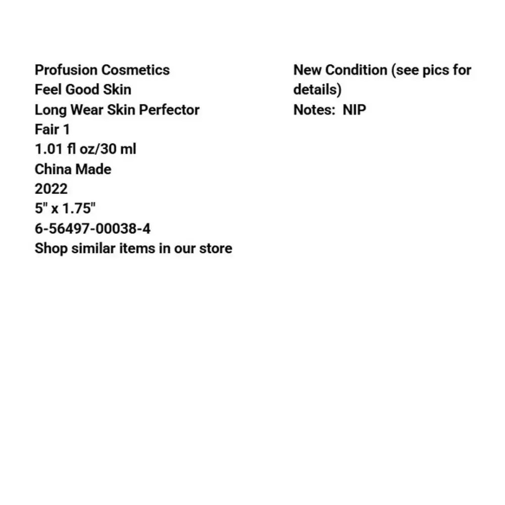Profusion Cosmetics Feel Good Skin Long Wear Skin Perfector Fair 1 1.01 oz
